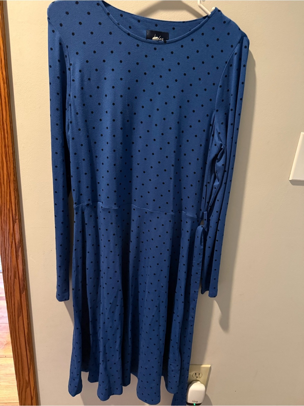 Joules Polka Dot Long Sleeve Blue Dress